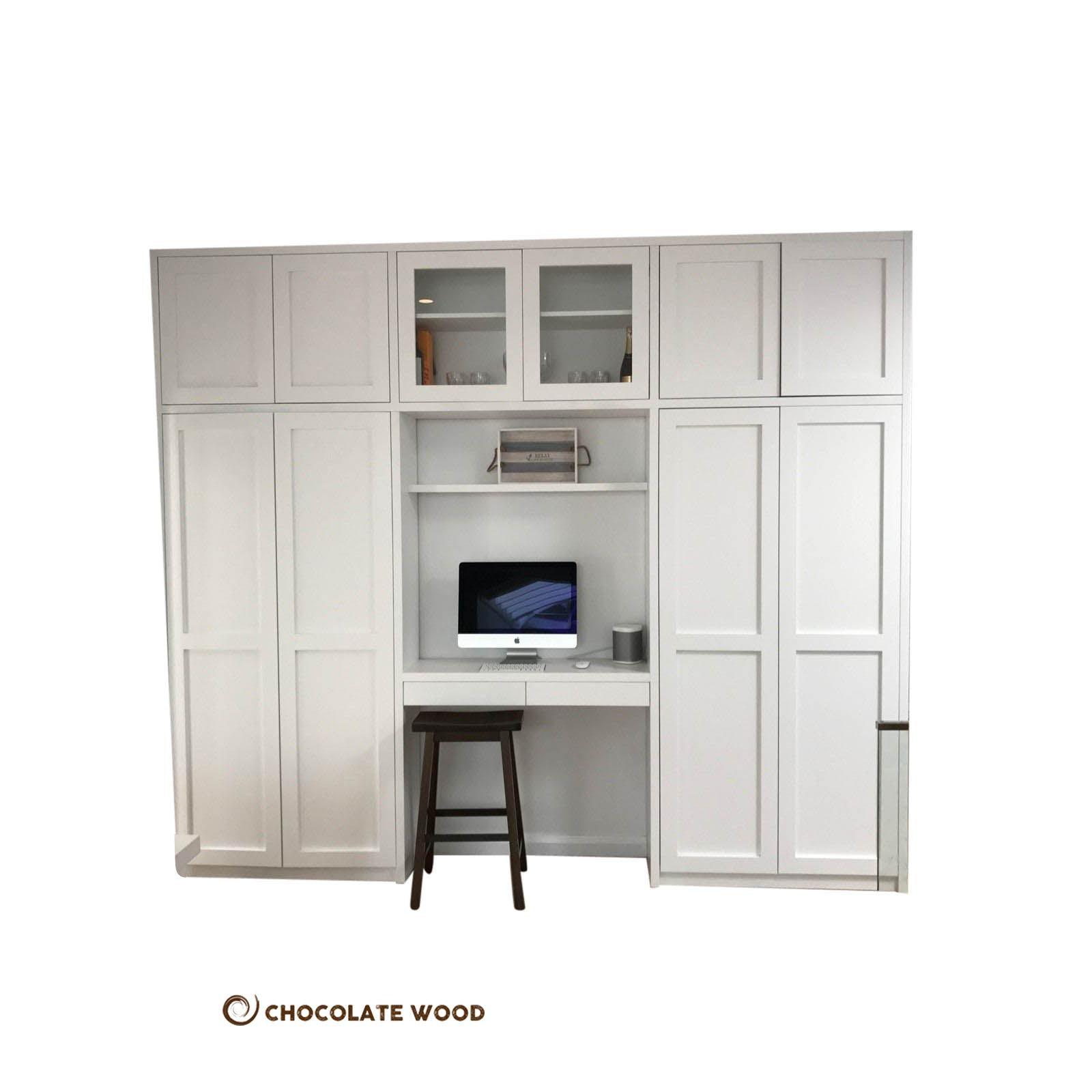 JUNO 3 PIECE STUDY / OFFICE DESK/STORAGE UNIT IN WHITE MDF - MyChocolateWood
