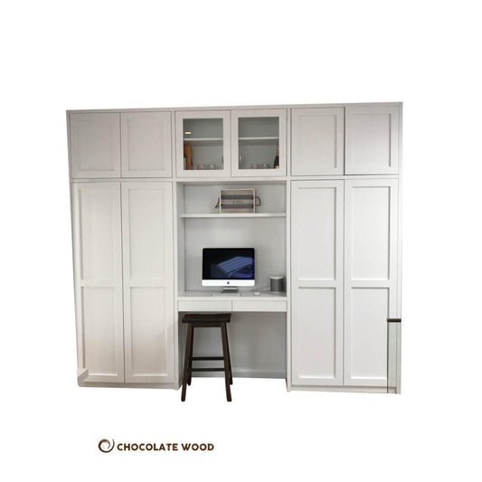 JUNO 3 PIECE STUDY / OFFICE DESK/STORAGE UNIT IN WHITE MDF - MyChocolateWood
