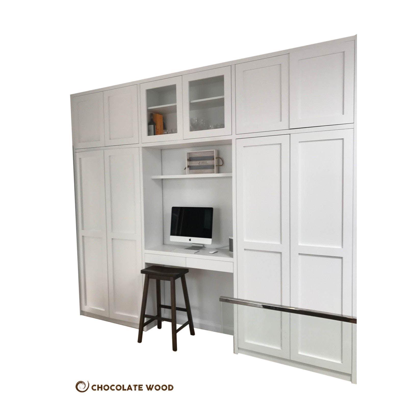 JUNO 3 PIECE STUDY / OFFICE DESK/STORAGE UNIT IN WHITE MDF - MyChocolateWood
