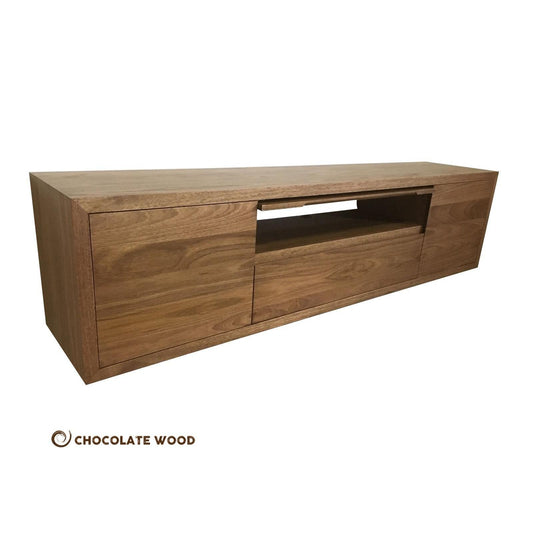 KADRI TASSIE OAK TIMBER WALL MOUNTED TV /ENTERTAINMENT UNIT WITH 2 DOORS 1 TUCKIN & 1 DROP DOWN - MyChocolateWood