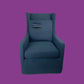KAMI HAMPTONS SWIVEL ARMCHAIR LOUNGE CHAIR NAVY FABRIC SLIPCOVER CHAIR - MyChocolateWood