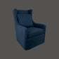 KAMI HAMPTONS SWIVEL ARMCHAIR LOUNGE CHAIR NAVY FABRIC SLIPCOVER CHAIR - MyChocolateWood