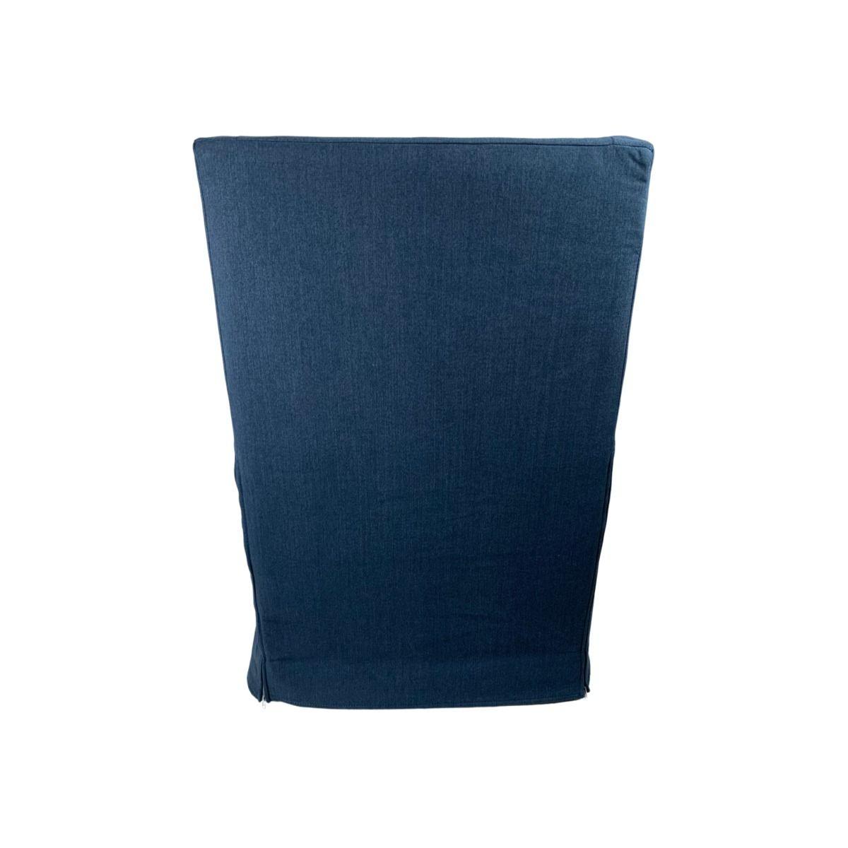 KAMI HAMPTONS SWIVEL ARMCHAIR LOUNGE CHAIR NAVY FABRIC SLIPCOVER CHAIR - MyChocolateWood