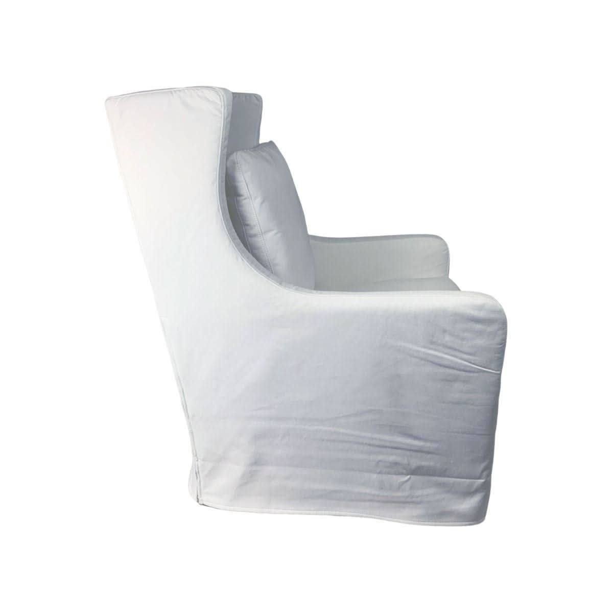 KAMI HAMPTONS SWIVEL ARMCHAIR LOUNGE CHAIR PEARL FABRIC SLIPCOVER CHAIR - MyChocolateWood