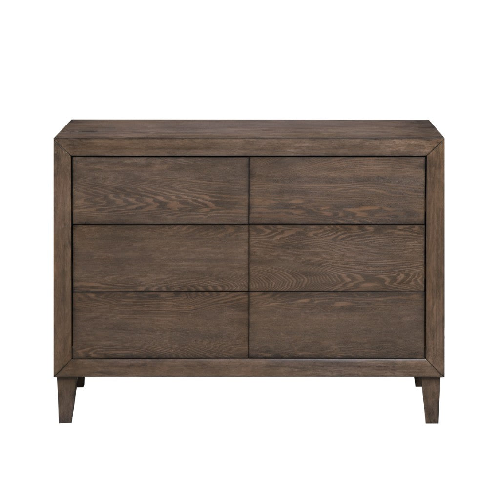 KASIANE RUBBERWOOD 6-DRAWER DRESSER  6-DRAWER CHEST OF DRAWERS CAFE GREY