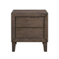 KASIANE RUSTIC RUBBERWOOD 2 DRAWER BEDSIDE TABLE CAFE GREY