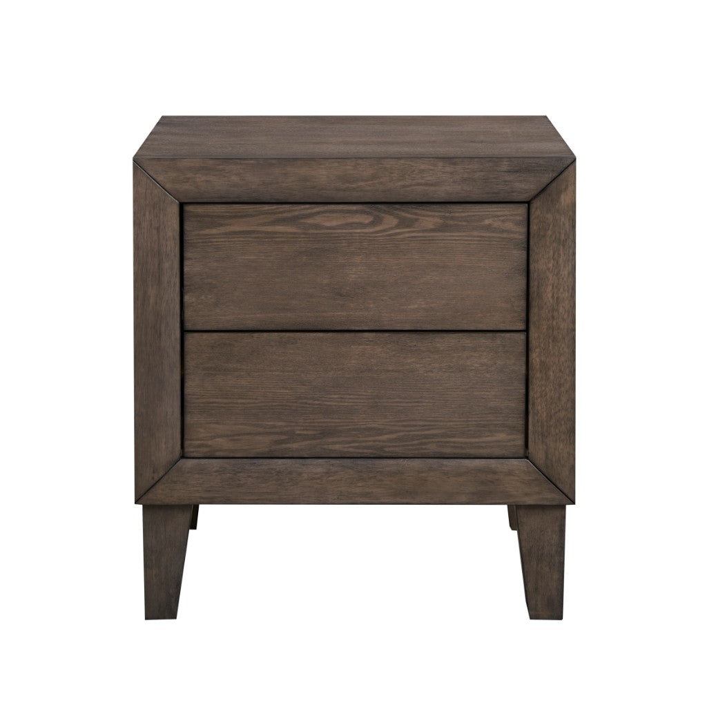 KASIANE RUSTIC RUBBERWOOD 2 DRAWER BEDSIDE TABLE CAFE GREY