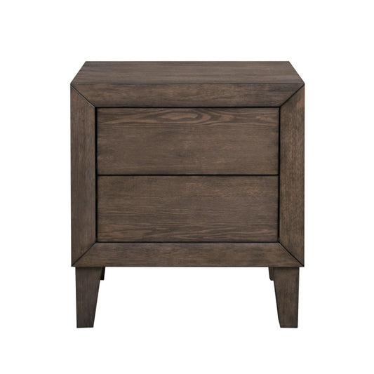 KASIANE RUSTIC RUBBERWOOD 2 DRAWER BEDSIDE TABLE CAFE GREY