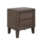 KASIANE RUSTIC RUBBERWOOD 2 DRAWER BEDSIDE TABLE CAFE GREY