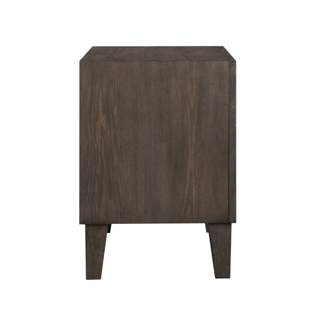 KASIANE RUSTIC RUBBERWOOD 2 DRAWER BEDSIDE TABLE CAFE GREY