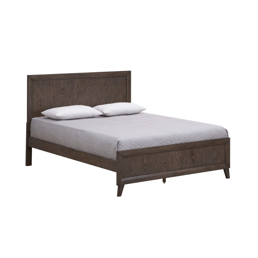 KASIANE RUSTIC RUBBERWOOD QUEEN BED  CAFE GREY