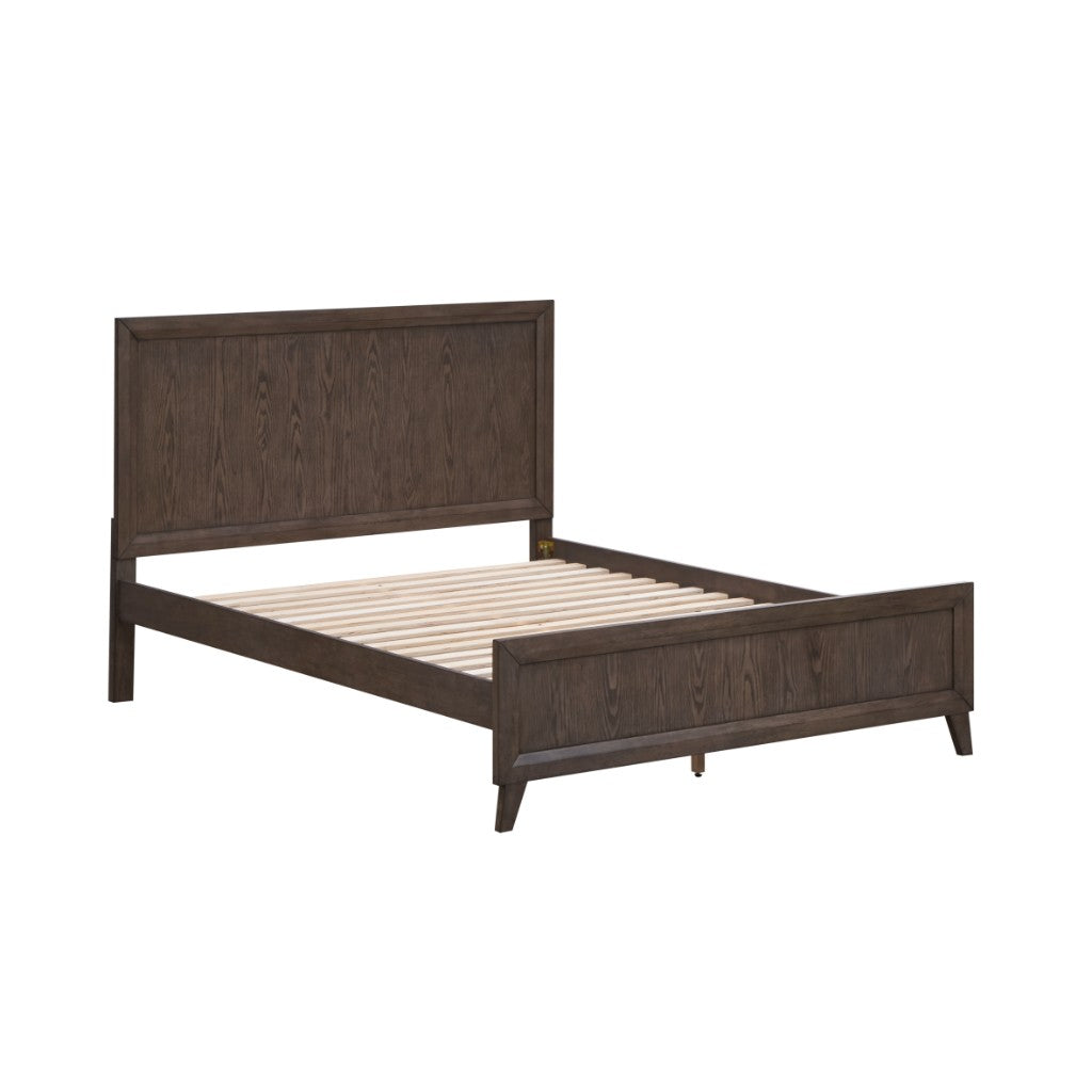 KASIANE RUSTIC RUBBERWOOD QUEEN BED  CAFE GREY