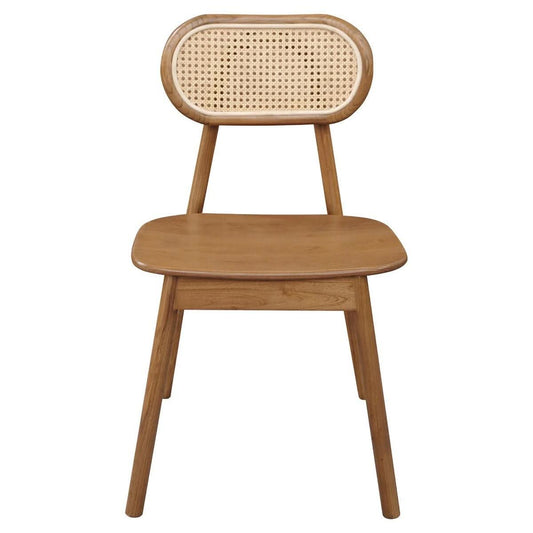 KELLY SOLID OAK & RATTAN DINING CHAIR ALMOND - MyChocolateWood