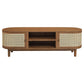 KELLY WHITE CEDAR TIMBER & RATTAN TV UNIT 2 DOORS ALMOND - MyChocolateWood