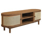 KELLY WHITE CEDAR TIMBER & RATTAN TV UNIT 2 DOORS ALMOND - MyChocolateWood