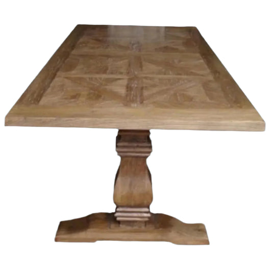 KENSIT HAMPTON RUSTIC RECYCLED ELM DINING TABLE 245CM + 8 MELROSE CROSS BACK DINING CHAIRS NATURAL - MyChocolateWood