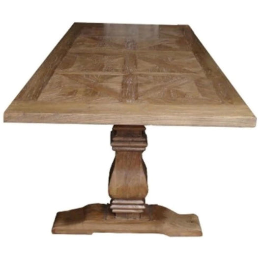 KENSIT HAMPTONS RECYCLED ELM DINING TABLE PARQUETRY TOP 200CM - MyChocolateWood