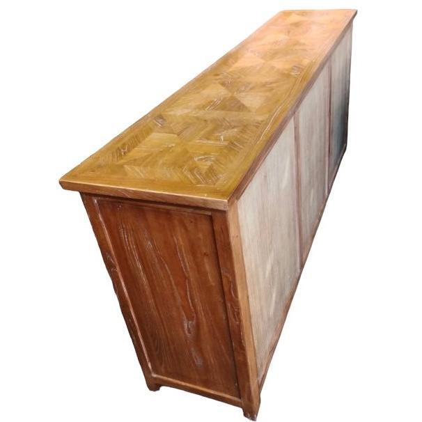 KENSIT HAMPTONS RUSTIC RECYCLED ELM BUFFET/ SIDEBOARD PARQUETRY PATTERN 3 DRAWERS 6 DOORS 200 CM - MyChocolateWood