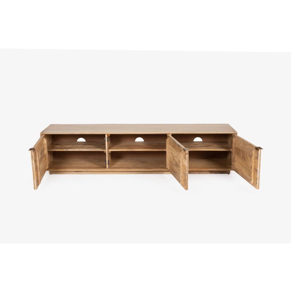 KEREN MANGO WOOD TV UNIT 3 DOORS NATURAL - FLOOR STOCK CLEARANCE - MyChocolateWood