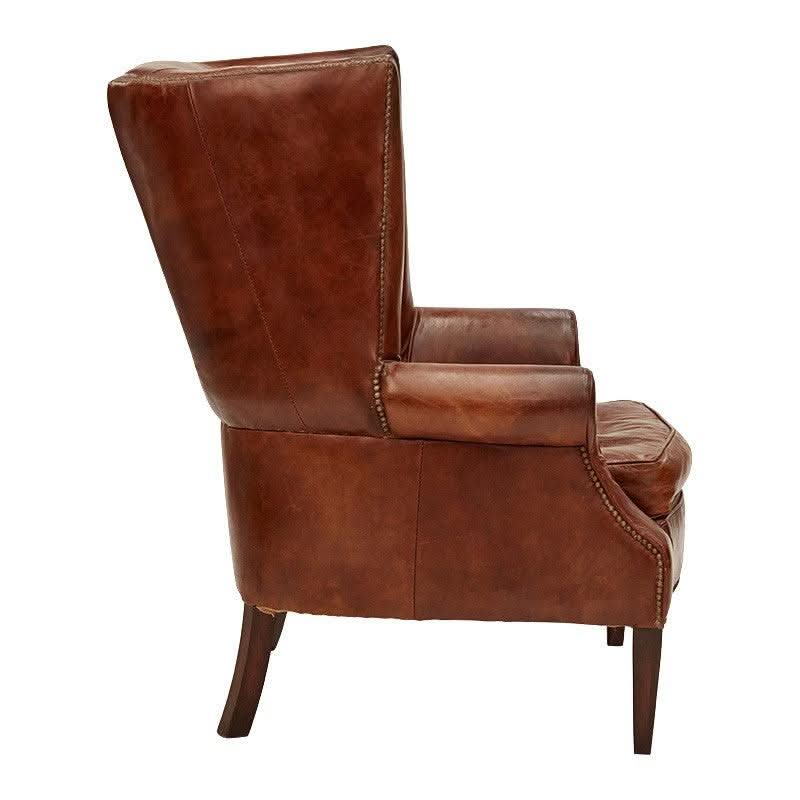 KILIMANJARO WINGBACK AGED LEATHER ARMCHAIR - MyChocolateWood