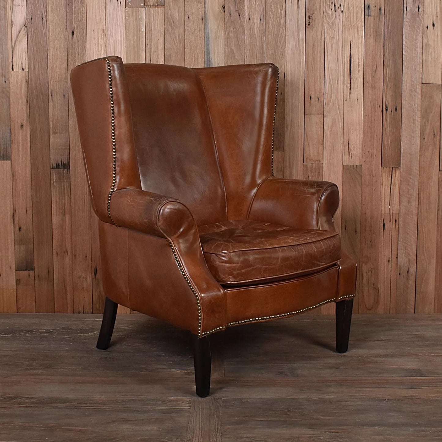KILIMANJARO WINGBACK AGED LEATHER ARMCHAIR - MyChocolateWood