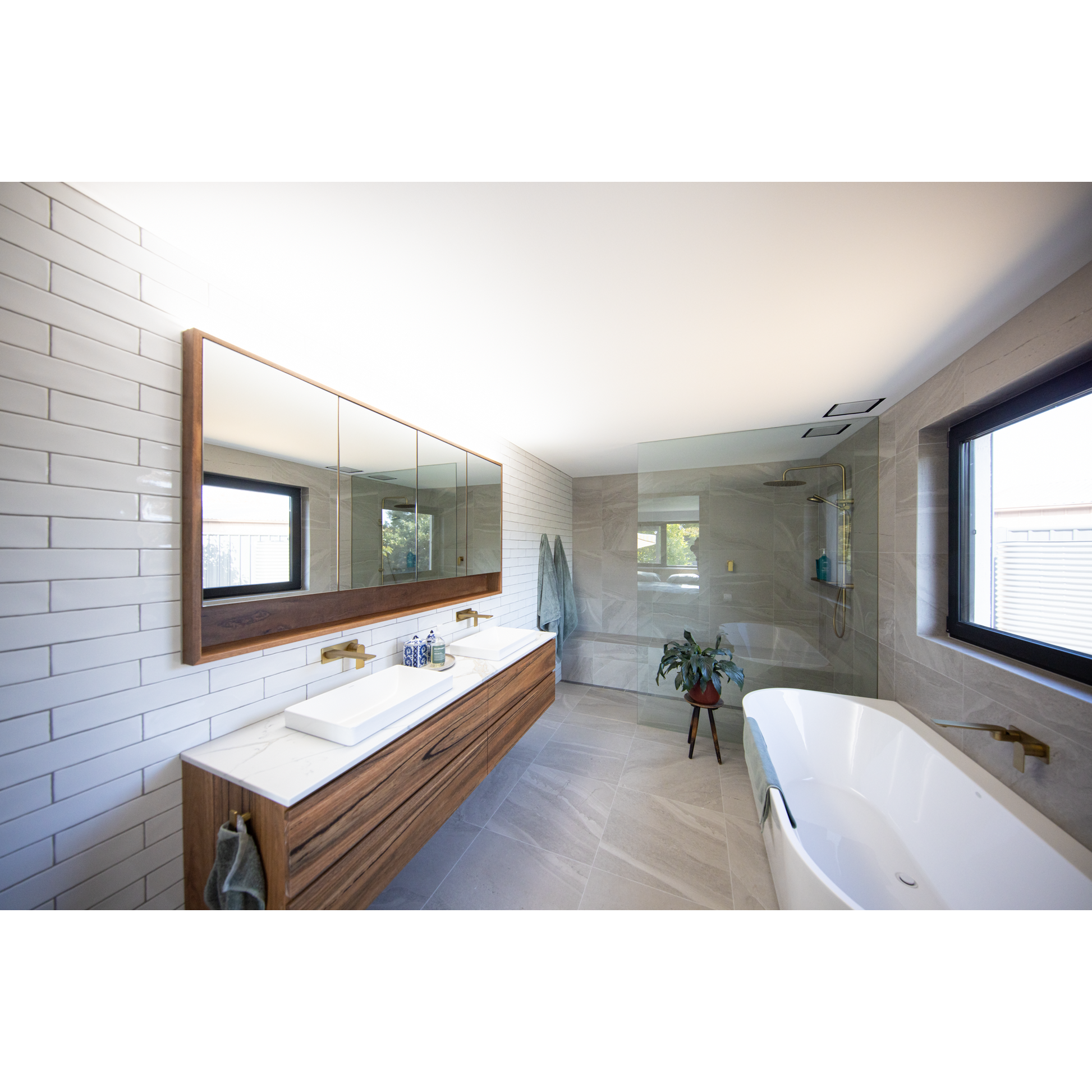 KIMBERLY CUSTOM MADE SOLID SPOTTED GUM VANITY + MIRROR - MyChocolateWood