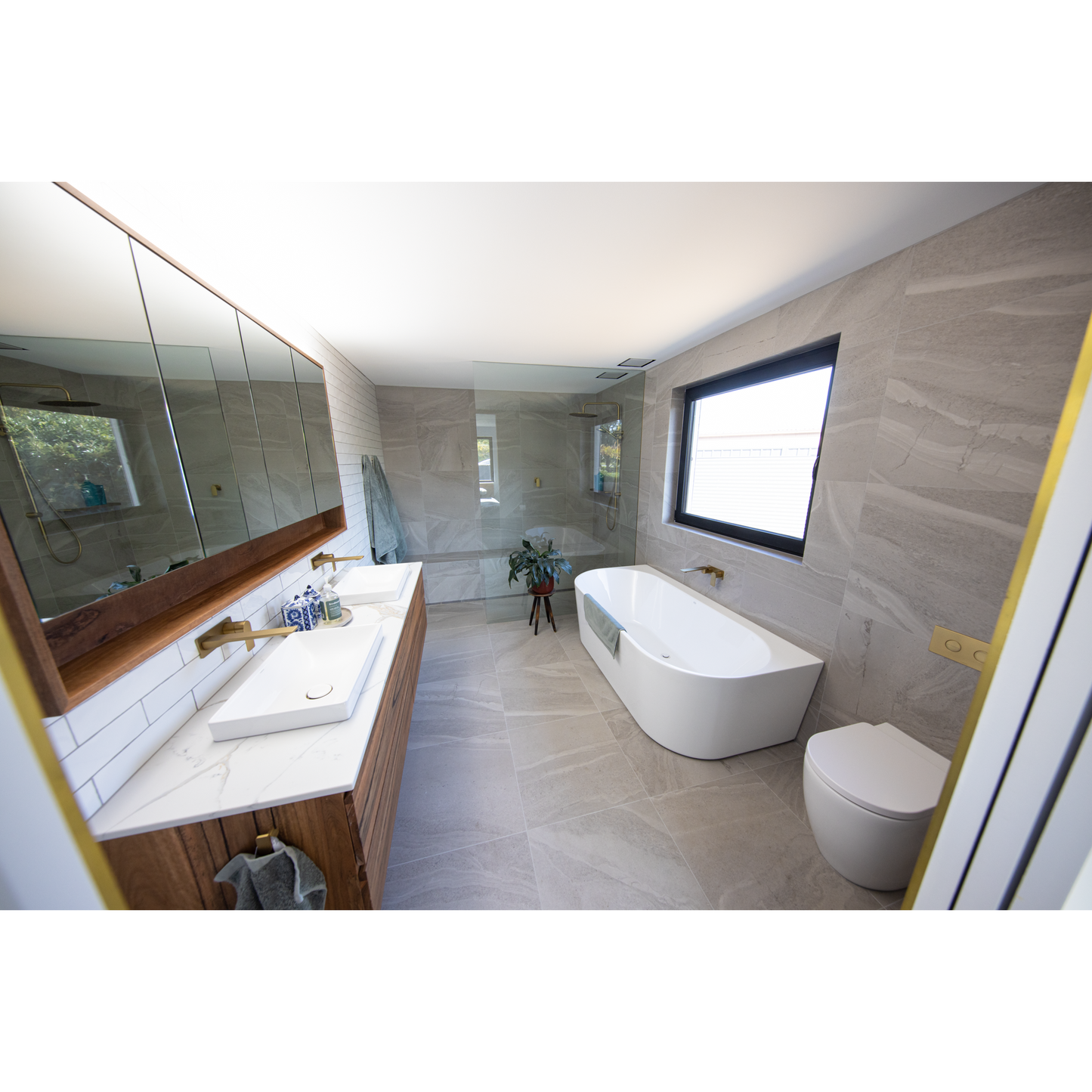 KIMBERLY CUSTOM MADE SOLID SPOTTED GUM VANITY + MIRROR - MyChocolateWood