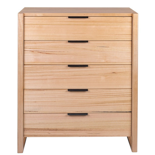KIPLING MESSMATE TIMBER 5-DRAWER TALLBOY 5-DRAWER CHEST OF DRAWERS NATURAL