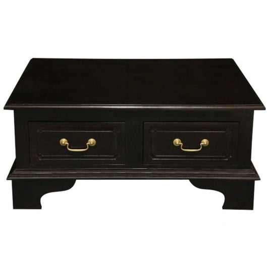 KLEVERSON SOLID MAHOGANY RECTANGULAR COFFEE TABLE 4 DRAWERS IN CHOCOLATE - MyChocolateWood