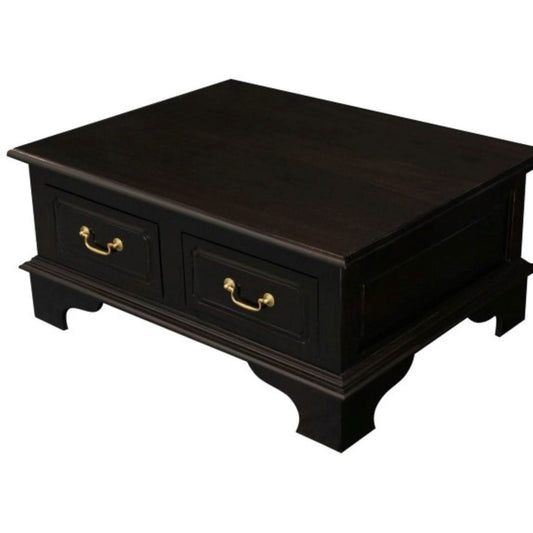 KLEVERSON SOLID MAHOGANY RECTANGULAR COFFEE TABLE 4 DRAWERS IN CHOCOLATE - MyChocolateWood