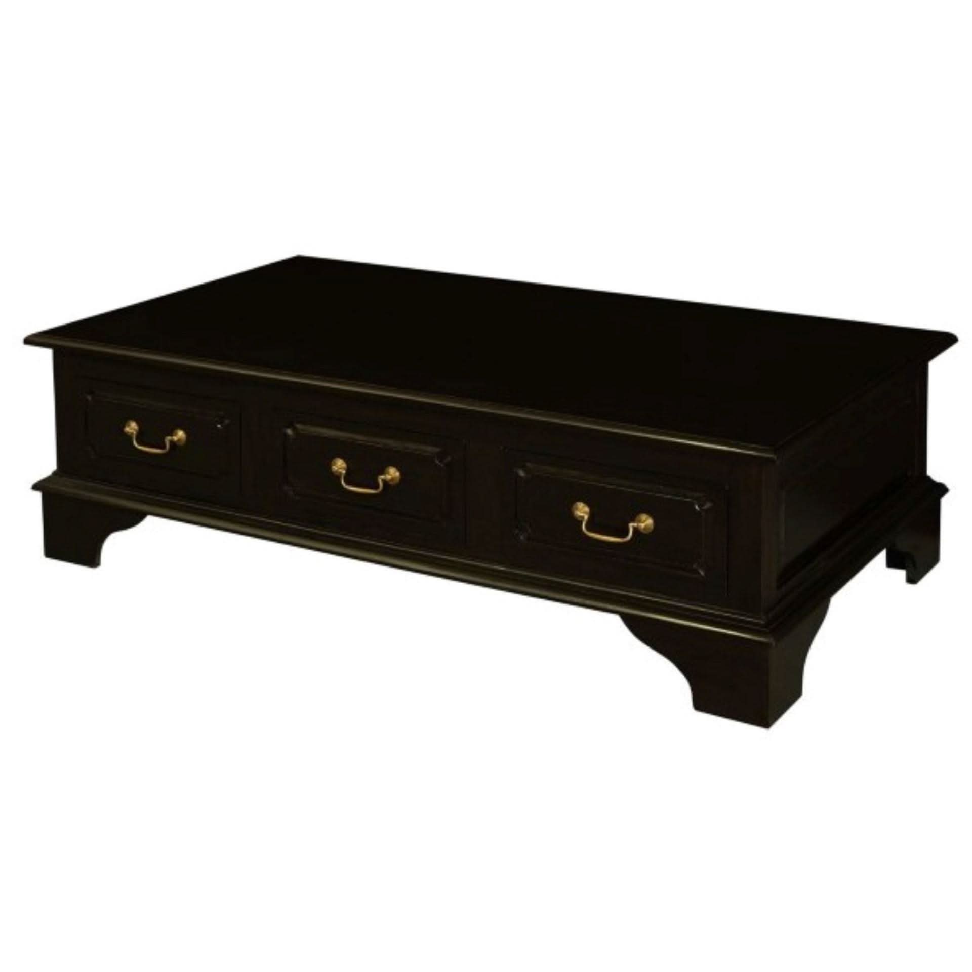 KLEVERSON SOLID MAHOGANY RECTANGULAR COFFEE TABLE 6 DRAWERS IN CHOCOLATE - MyChocolateWood