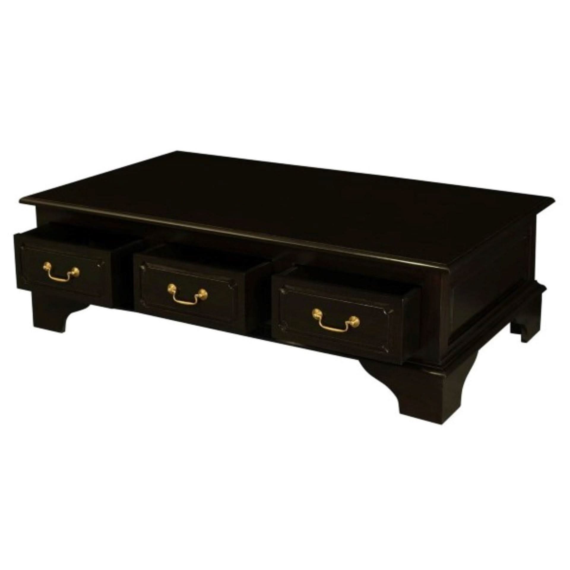 KLEVERSON SOLID MAHOGANY RECTANGULAR COFFEE TABLE 6 DRAWERS IN CHOCOLATE - MyChocolateWood