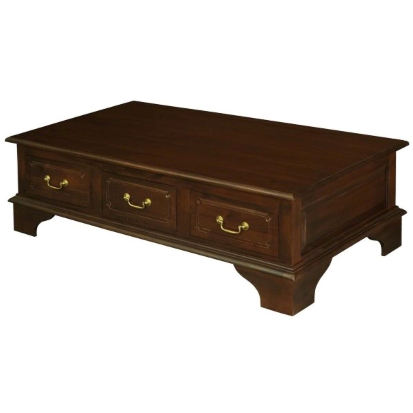 KLEVERSON SOLID MAHOGANY RECTANGULAR COFFEE TABLE 6 DRAWERS IN MAHOGANY COLOUR - MyChocolateWood