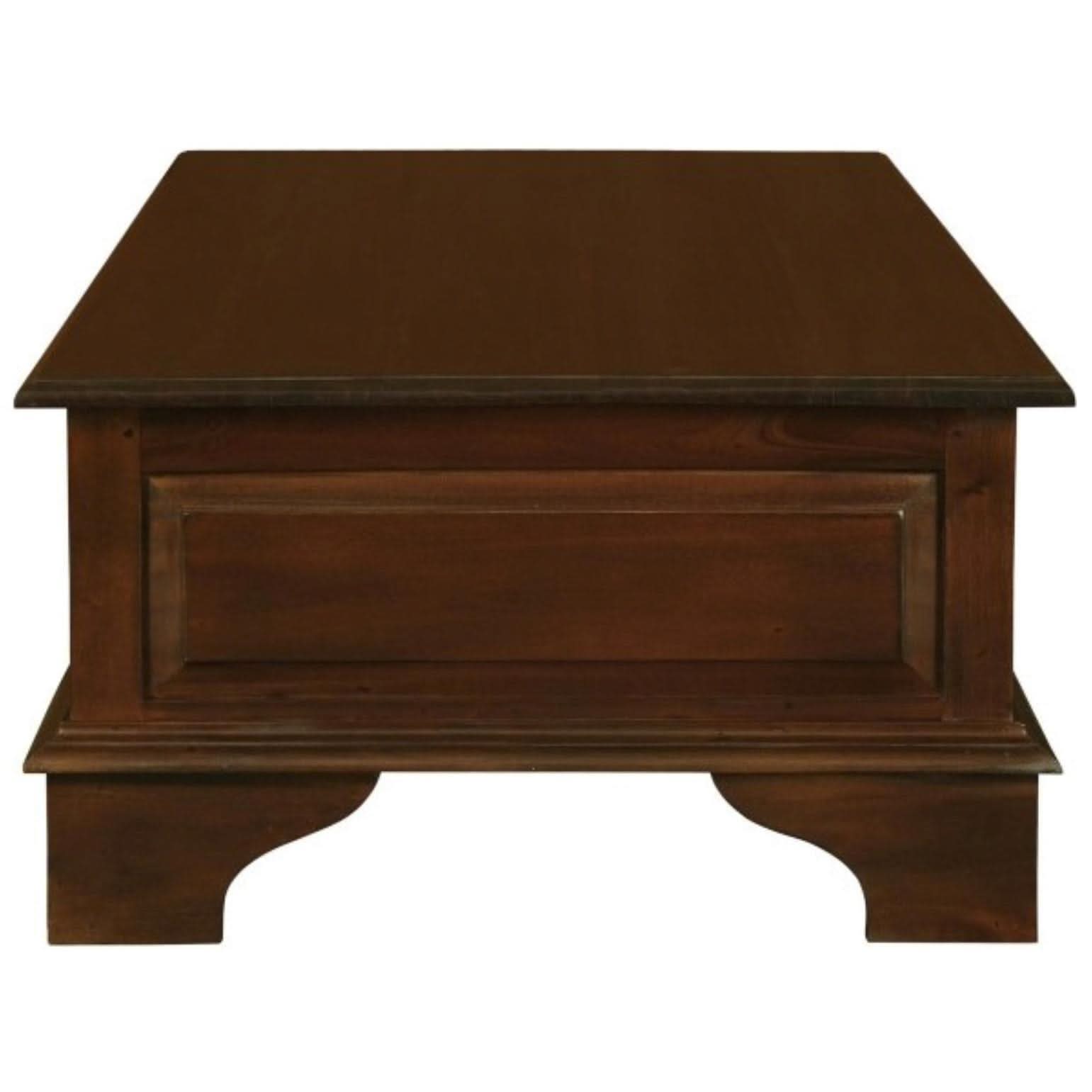KLEVERSON SOLID MAHOGANY RECTANGULAR COFFEE TABLE 6 DRAWERS IN MAHOGANY COLOUR - MyChocolateWood