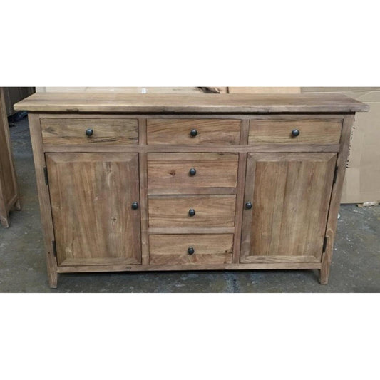 KLOWI RUSTIC CABINET STORAGE CUPBOARD SIDEBOARD BUFFET RECYCLED ELM 130CM - MyChocolateWood