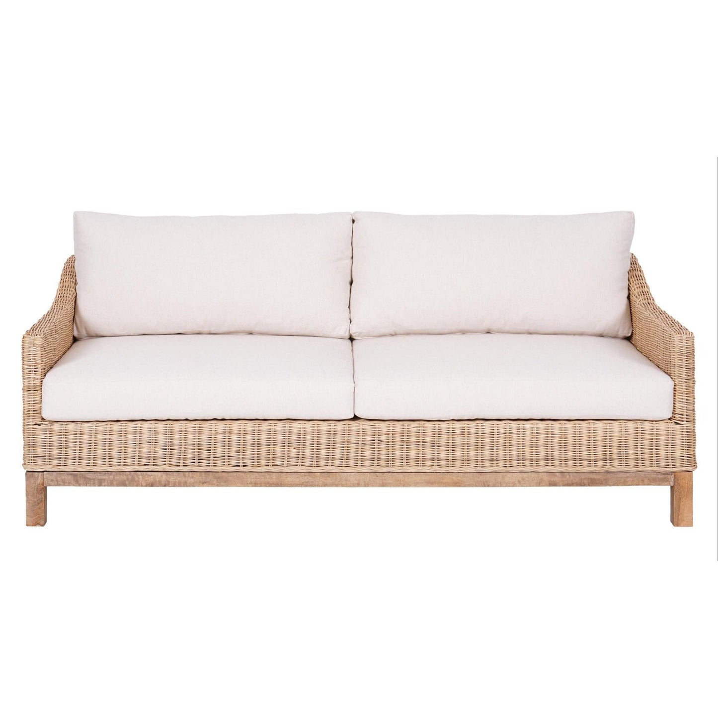 KOREEN SOLID MANGO WOOD/RATTAN 3-SEATER SOFA - MyChocolateWood