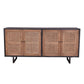 KUMBRIA OAK & RATTAN SANDBLAST SIDEBOARD/BUFFET  BLACK & NATURAL - MyChocolateWood
