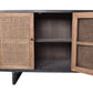 KUMBRIA OAK & RATTAN SANDBLAST SIDEBOARD/BUFFET  BLACK & NATURAL - MyChocolateWood