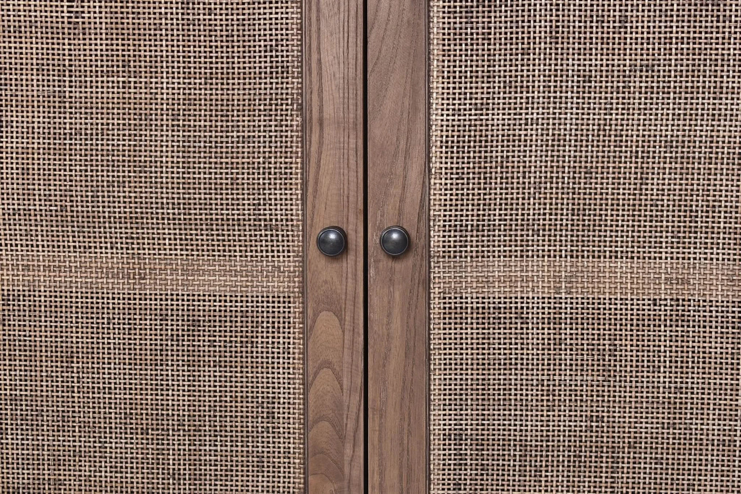 KUMBRIA OAK & RATTAN SANDBLAST SIDEBOARD/BUFFET  BLACK & NATURAL - MyChocolateWood