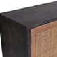 KUMBRIA OAK & RATTAN SANDBLAST SIDEBOARD/BUFFET  BLACK & NATURAL - MyChocolateWood