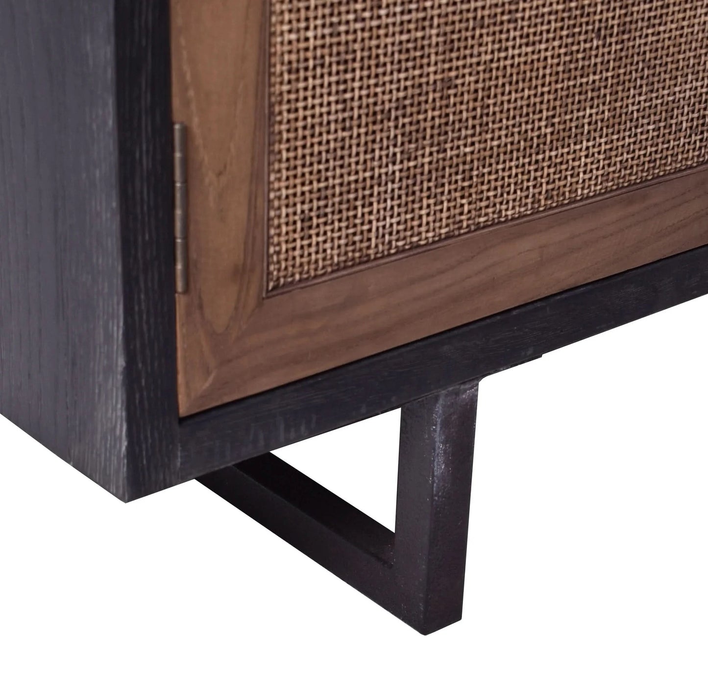 KUMBRIA OAK & RATTAN SANDBLAST SIDEBOARD/BUFFET  BLACK & NATURAL - MyChocolateWood