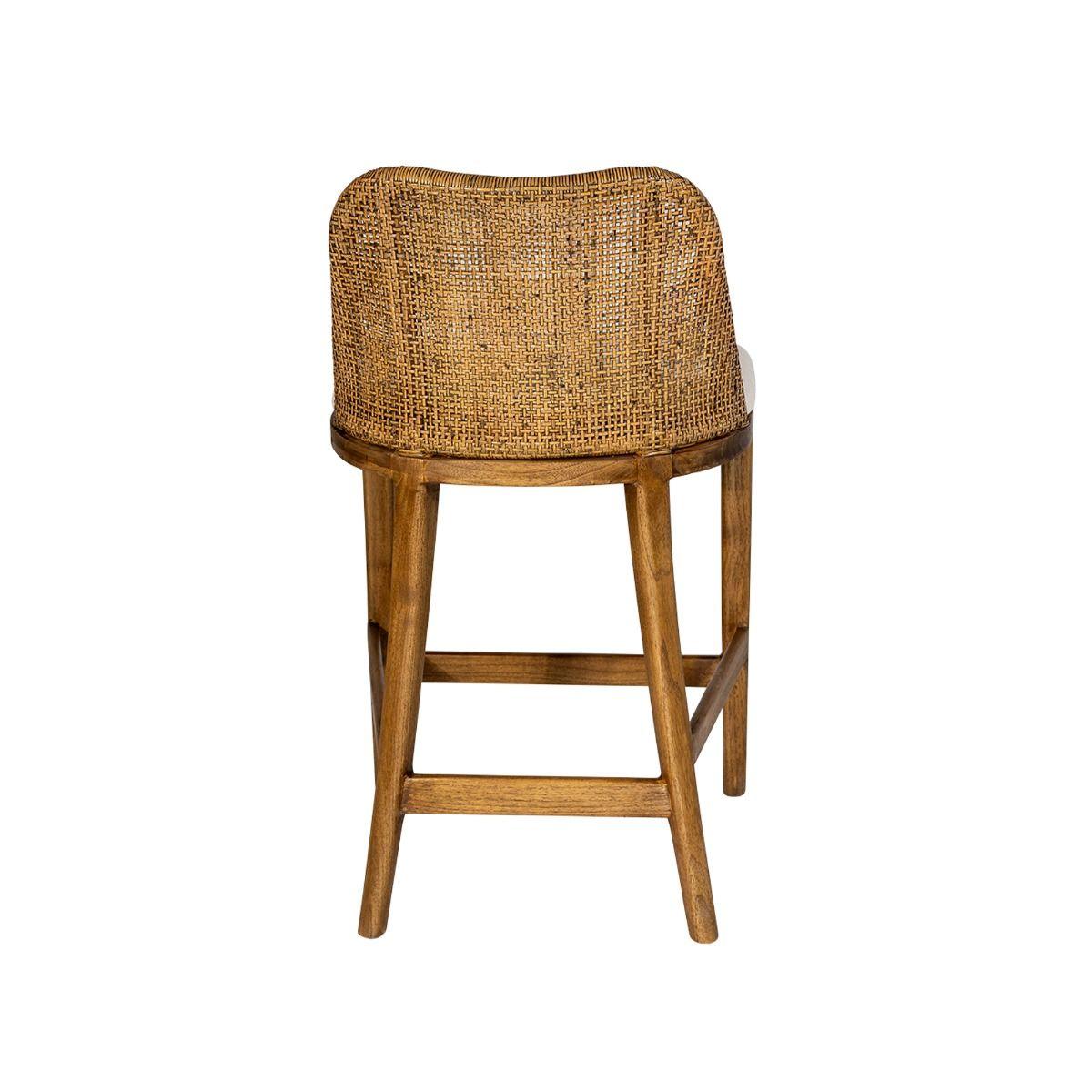 LANCASTER HAMPTONS RATTAN COUNTER STOOL IN MANGO TEAK /BROWN LEGS - MyChocolateWood