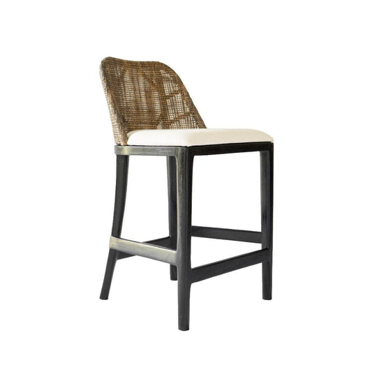LANCASTER HAMPTONS RATTAN COUNTER STOOL IN PECAN BROWN /BLACK LEGS - MyChocolateWood