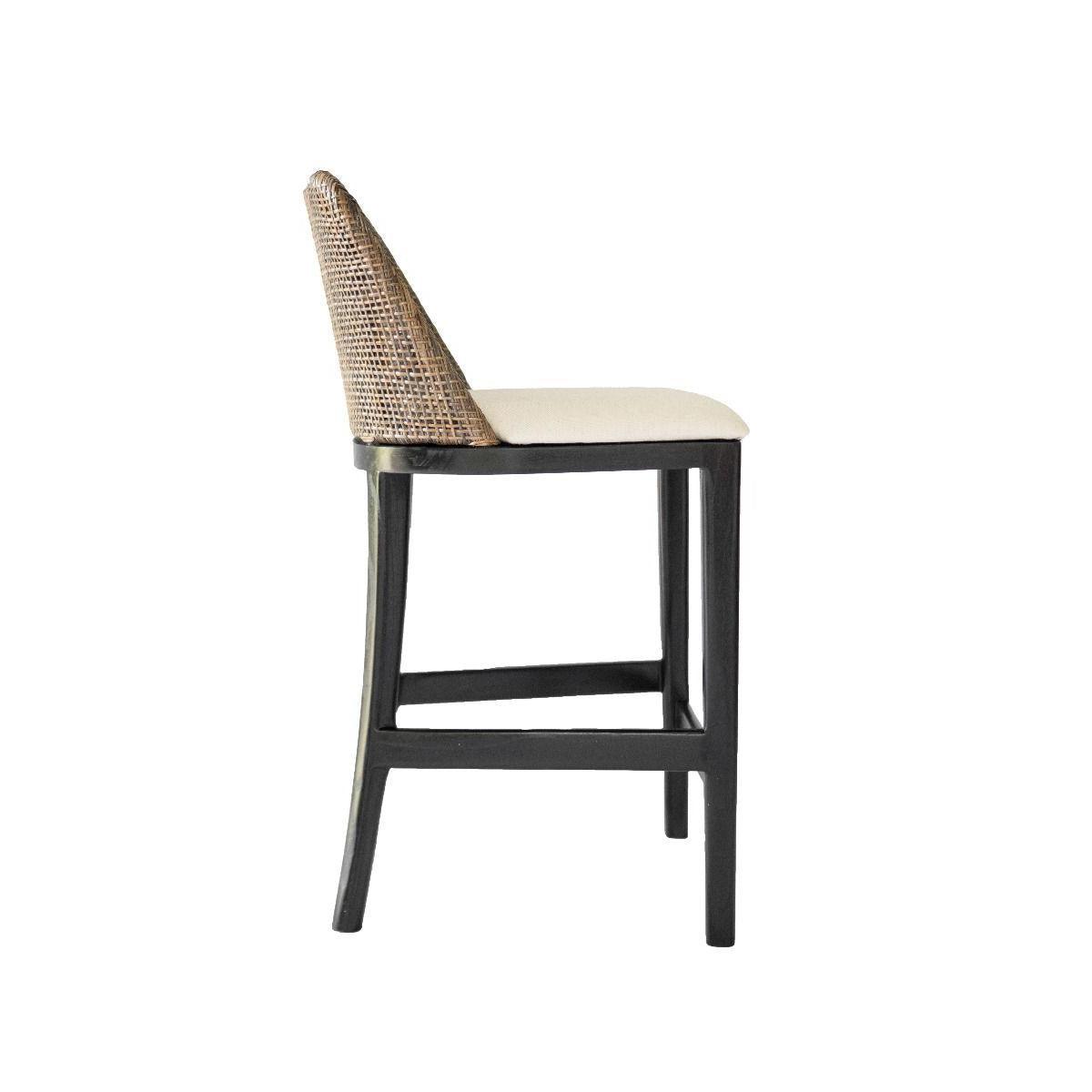 LANCASTER HAMPTONS RATTAN COUNTER STOOL IN PECAN BROWN /BLACK LEGS - MyChocolateWood