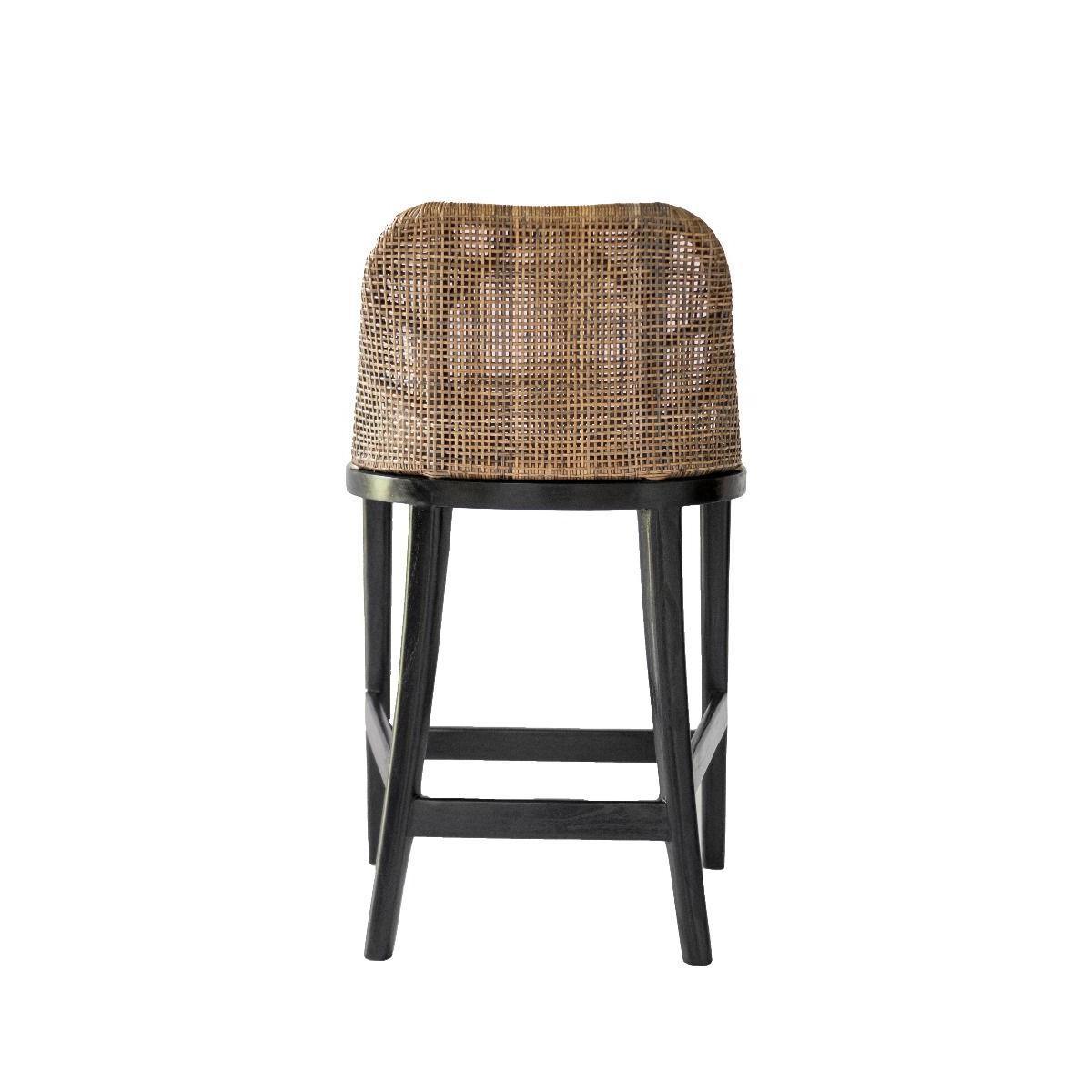 LANCASTER HAMPTONS RATTAN COUNTER STOOL IN PECAN BROWN /BLACK LEGS - MyChocolateWood