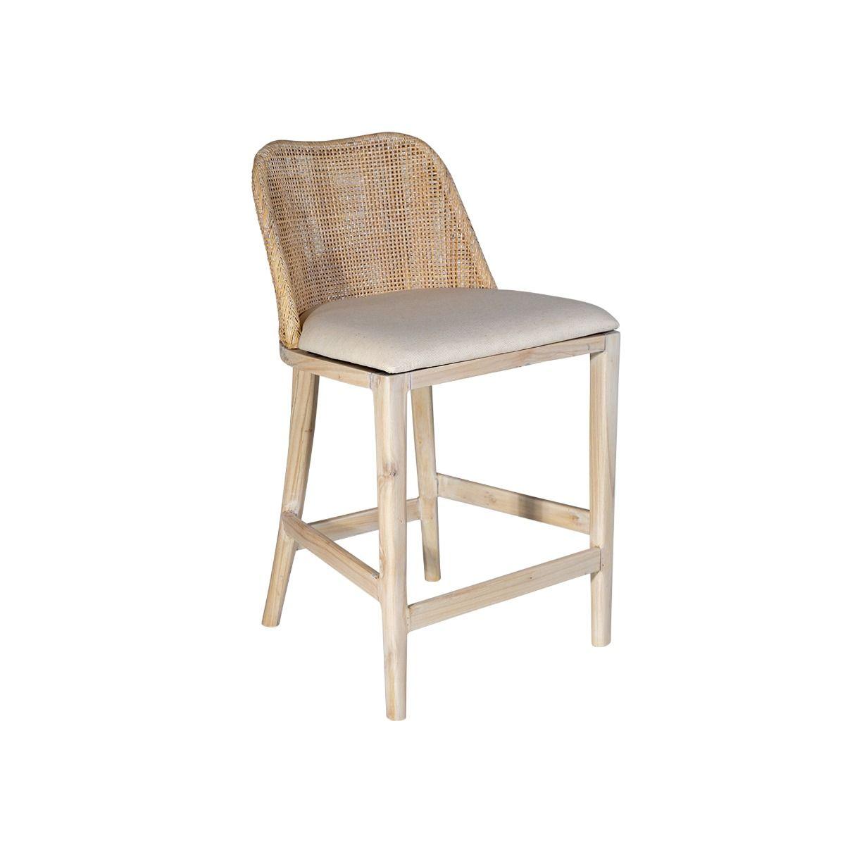 LANCASTER HAMPTONS RATTAN COUNTER STOOL IN WHITE WASH ON WEAVE/LEG - MyChocolateWood