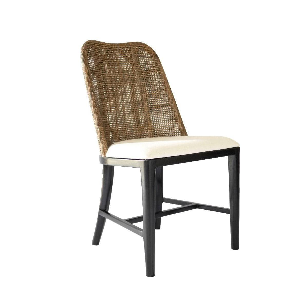 LANCASTER HAMPTONS RATTAN DINING CHAIR IN PECAN BROWN /BLACK LEGS - MyChocolateWood
