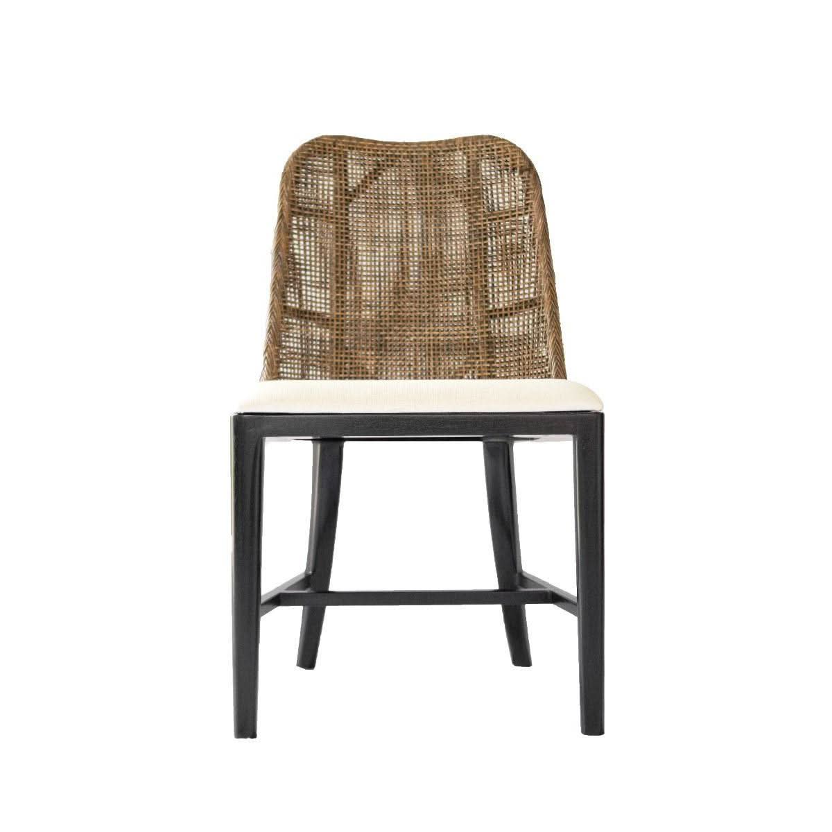 LANCASTER HAMPTONS RATTAN DINING CHAIR IN PECAN BROWN /BLACK LEGS - MyChocolateWood