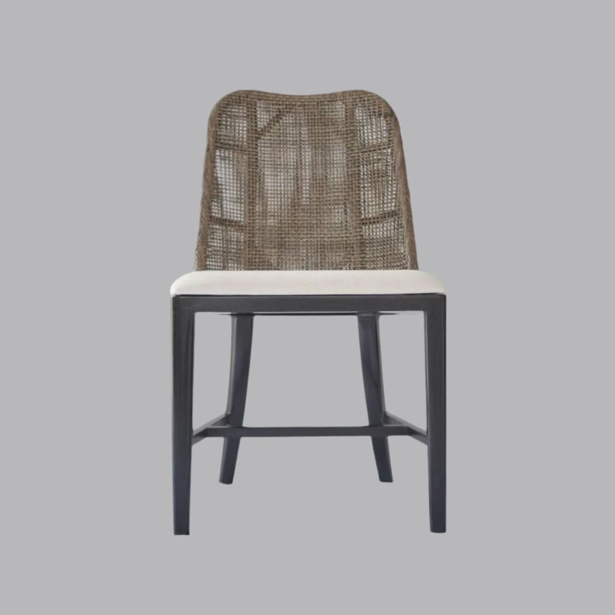 LANCASTER HAMPTONS RATTAN DINING CHAIR IN PECAN BROWN /BLACK LEGS - MyChocolateWood