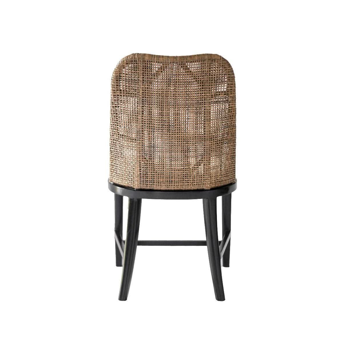 LANCASTER HAMPTONS RATTAN DINING CHAIR IN PECAN BROWN /BLACK LEGS - MyChocolateWood